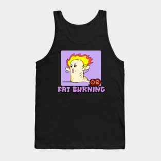 FAT BURNING - Funny Fat Burning Gym Workout Cartoon Gift Tank Top